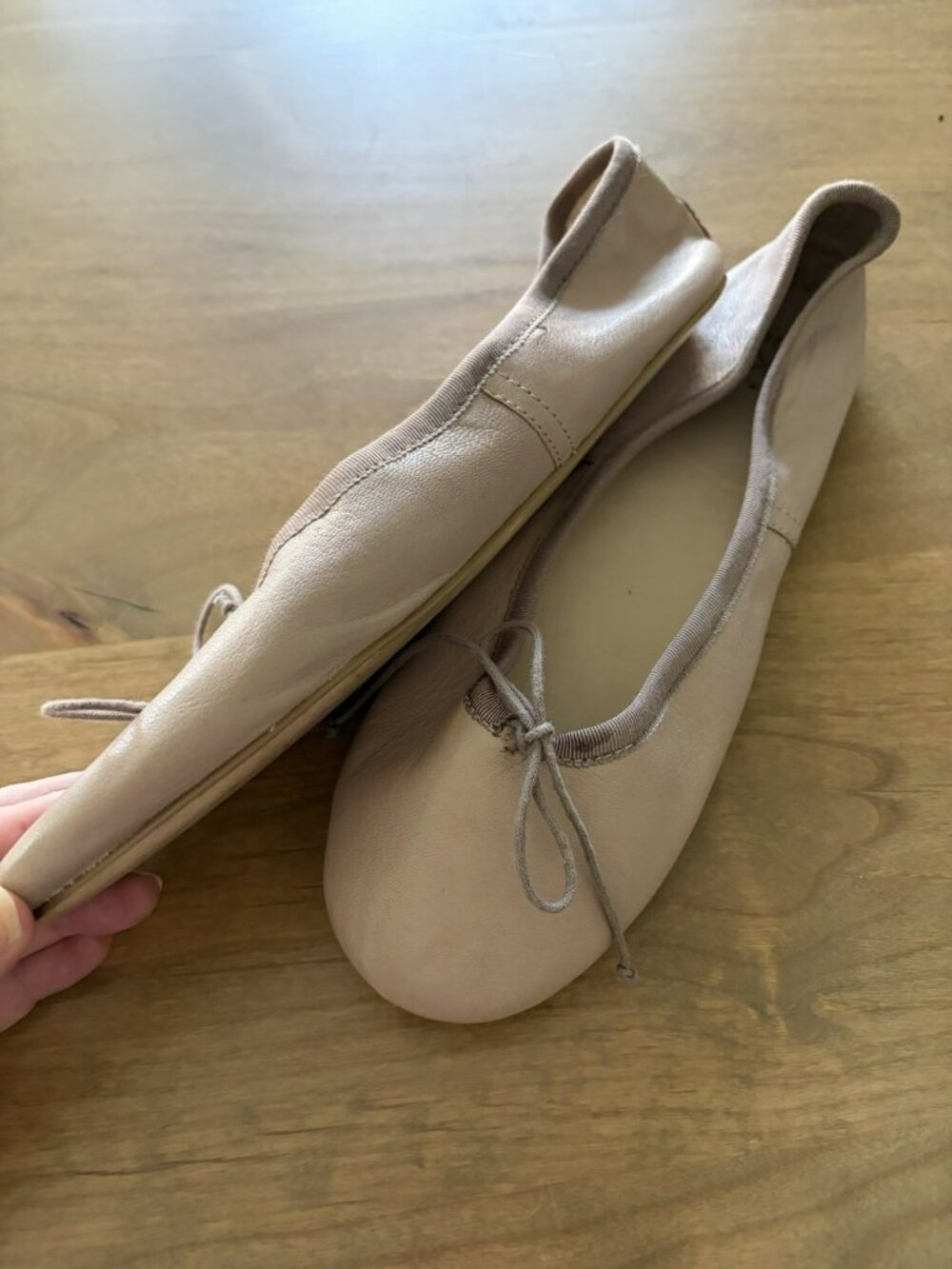 ZARA Woman Beige Soft Leather Ballet Flats Round Toe Women’s M US 9 EU 41 - Picture 3 of 7